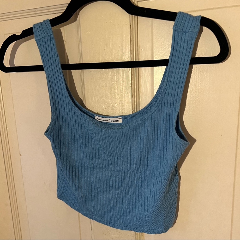 Reformation Blue Cropped Tank Top